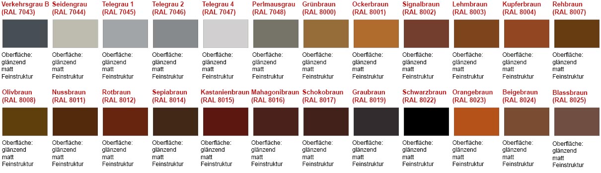 Über 650 Standard Farben ohne Mehrpreis